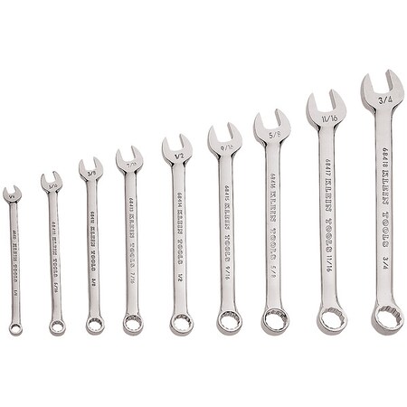 Combo Wrench Set Chrome 1/4 3/4 in. 9 Pc by USA Klein Combination Wrench Sets