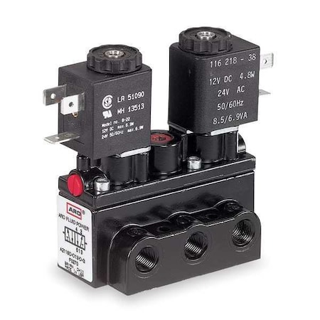 Solenoid Air Control Valve 1/4 In 12VDC by USA ARO Pneumatic Solenoid Air Control Valves