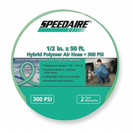1/2" ID x 50 ft Polymer Coupled Air Hose 300 PSI GN by USA Speedaire Air Compressor Multipurpose Air Hoses