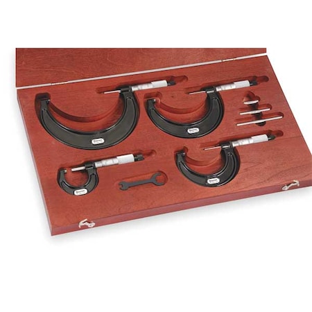Micrometer Set 0 to 4 In 0.0001 In by USA Starrett Micrometer Sets