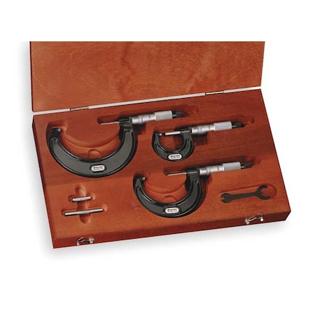 Micrometer Set 0 to 3 In 0.0001 In by USA Starrett Micrometer Sets