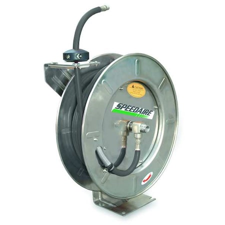 Hose Reel 1/2" ID 50 ft HD Steel by USA Speedaire Pneumatic Spring Return Hose Reels