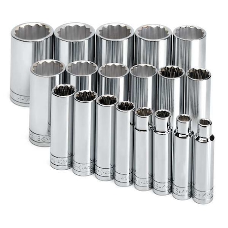 Socket Set SAE 1/2 in. Dr 19 pc Type 4819 6 by USA SK Socket Sets