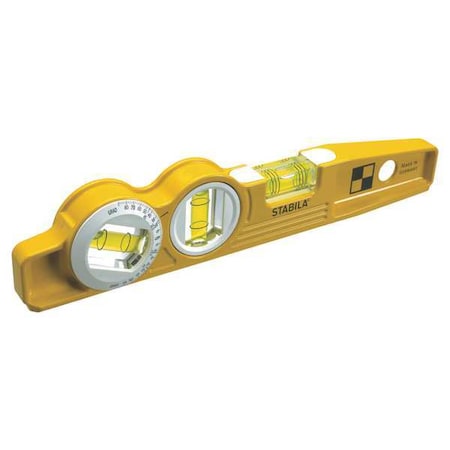 Torpedo Level Aluminum 10 in L 3 Vials Type 25360 by USA Stabila Box I Beam & Torpedo Levels