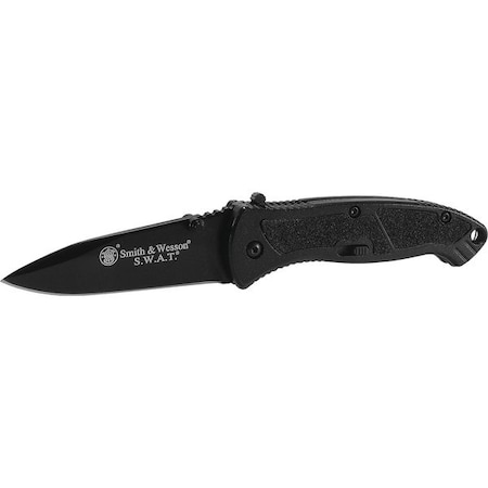 Folding Knife Fine DropPoint Blk 3 1/4In by USA Smith & Wesson Folding Knives