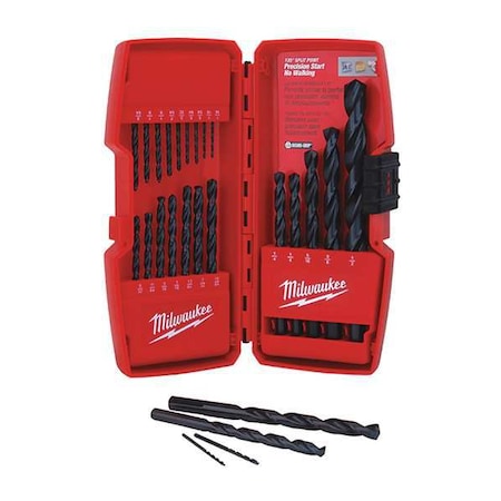 Drill Bit Set Black Oxide 21 pcs. by USA Milwaukee Pilot Point Drill Bits