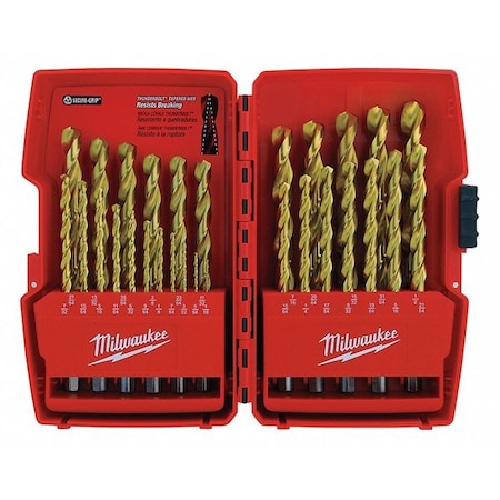 Drill Bit Set Titanium 29 pcs. Type 48 89 0012 by USA Milwaukee Pilot Point Drill Bits