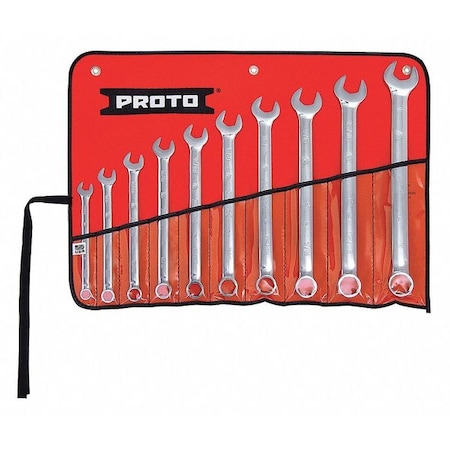 Combo Wrench Set Antislip SAE 6 Pt 10 PC by USA Proto Combination Wrench Sets
