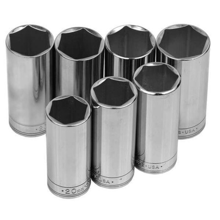 Socket Set Metric 3/8 in. Dr 7 pc Type 1862 by USA SK Socket Sets