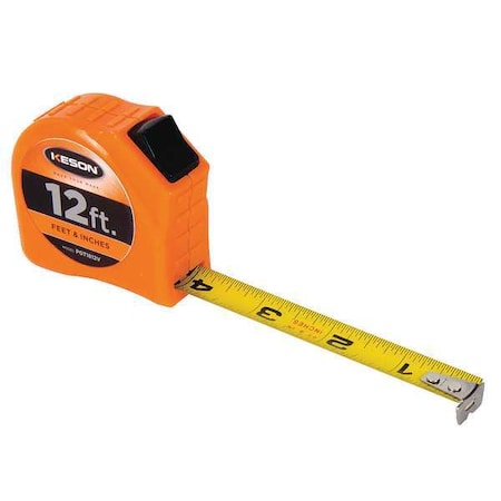 Tape Measure 5/8 In x 12 ft Orange In/Ft Type PGT1812V by USA Keson Measuring Tapes