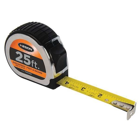 Tape Measure 1 In x 25 ft Chrome/Black Type PG181025 by USA Keson Measuring Tapes