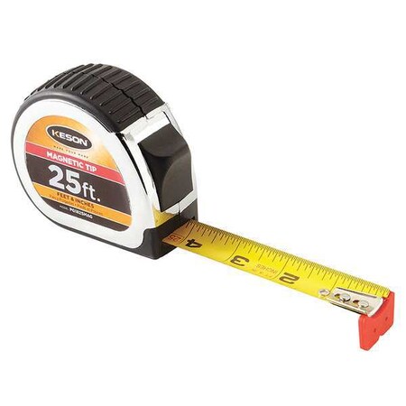 Tape Measure 1 In x 25 ft Chrome/Black Type PG1825MAG by USA Keson Measuring Tapes