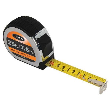 Tape Measure 1Inx25 ft/7.5m Chrome/Black Type PG18M25 by USA Keson Measuring Tapes