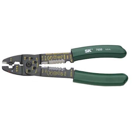 Crimper w/Die 22 10 AWG 8 1/2 In L by USA SK Wire Strippers Crimpers Cable Slitters
