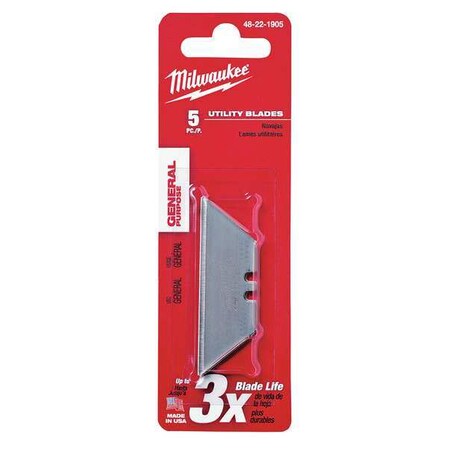 2 Point Utility Blade 3/4" W PK5 Type 48 22 1905 by USA Milwaukee Utility Knife Blades