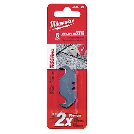 2 Ended Hook Utility Blade 3/4" W PK5 by USA Milwaukee Utility Knife Blades