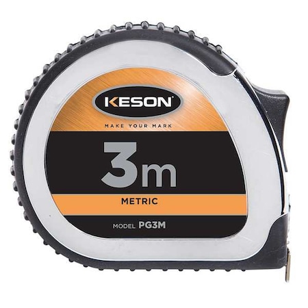 Tape Measure 16mmx3m Chrome/Black cm/mm by USA Keson Measuring Tapes