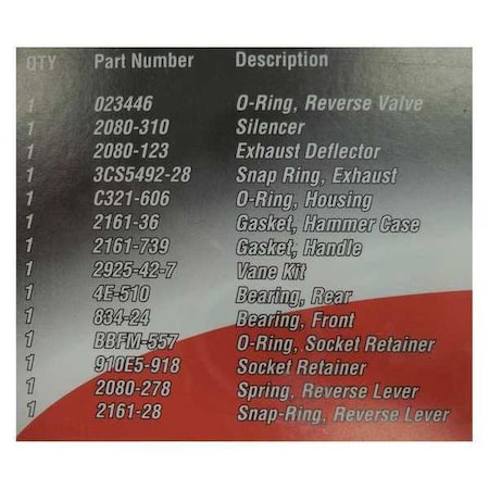 Tune Up Kit Type 2190 TK1 by USA Ingersoll Pneumatic Tool Parts