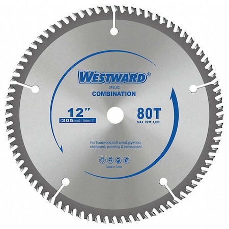 Circular Saw Blades 12 In 80T Type 24EL82 by USA Westward Circular Power Saw Blades