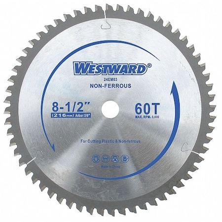 Non Ferrous Saw Blade 8 1/2 In 60T by USA Westward Circular Power Saw Blades