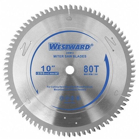 Circular Saw Blades 10 In 80T Type 24EM12 by USA Westward Circular Power Saw Blades