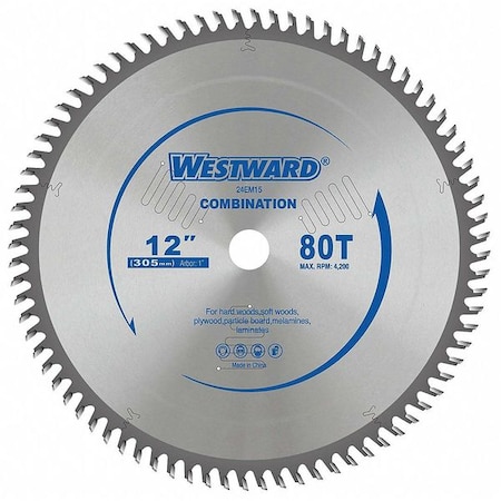 Circular Saw Blades 12 In 80T Type 24EM15 by USA Westward Circular Power Saw Blades