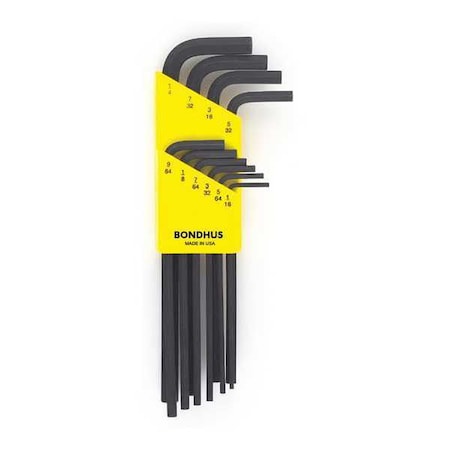 Set 10 Hex L Wrenches Long by USA Bondhus Hex Key Sets