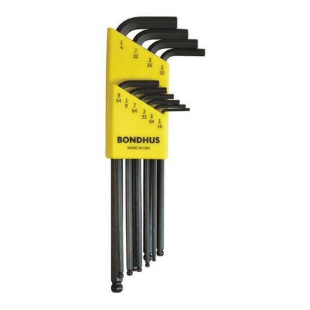 Set 10 Ball End L Wrenches by USA Bondhus Hex Key Sets