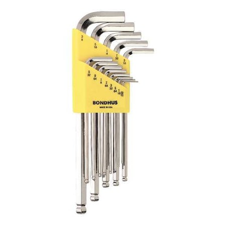 Set 13 Plated Ball End L Wrenches Long by USA Bondhus Hex Key Sets
