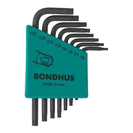 Set 8 Star L Wrenches Short Arm by USA Bondhus Hex Key Sets
