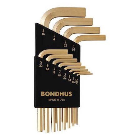 Set 12 Plated Hex L Wrenches Short by USA Bondhus Hex Key Sets