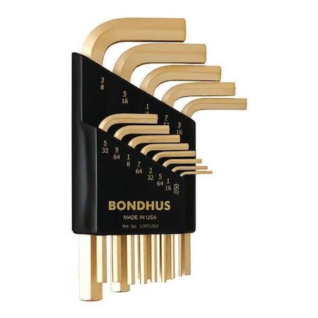 Set 13 Plated Hex L Wrenches Short by USA Bondhus Hex Key Sets