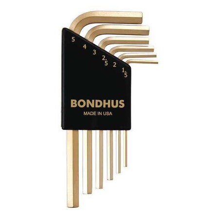 Set 6 Plated Hex L Wrenches Short by USA Bondhus Hex Key Sets