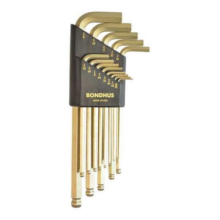 Set 13 Plated Ball End L Wrenches by USA Bondhus Hex Key Sets