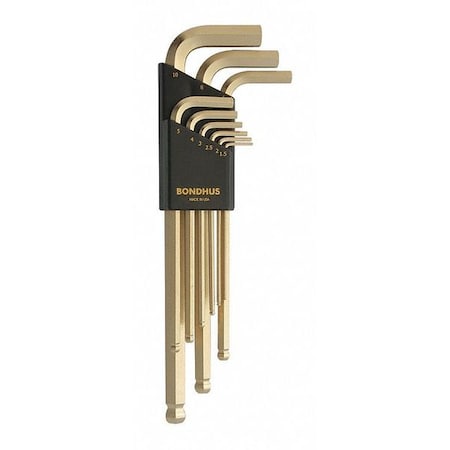 Set 9 Plated Ball End L Wrenches by USA Bondhus Hex Key Sets