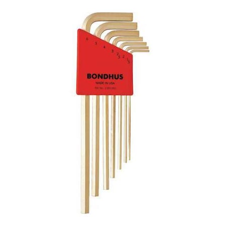Set 7 Plated Hex L Wrenches Long by USA Bondhus Hex Key Sets