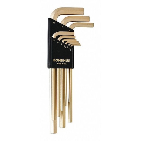 Set 9 Plated Hex L Wrenches Long by USA Bondhus Hex Key Sets
