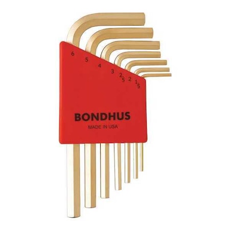 Set 7 Plated Hex L Wrenches Short by USA Bondhus Hex Key Sets