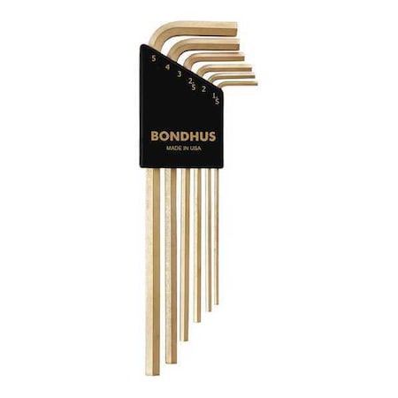 Set 6 Plated Hex L Wrenches Long by USA Bondhus Hex Key Sets