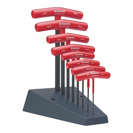 Set 8 Graduated Length Hex T Handles Type 13389 by USA Bondhus Hex Key Sets