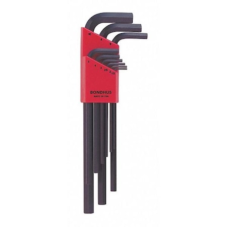 Set 9 Hex L Wrenches Long by USA Bondhus Hex Key Sets