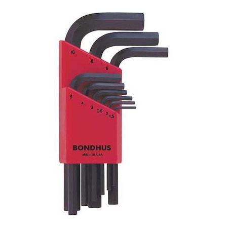 Set 9 Hex L Wrenches Short by USA Bondhus Hex Key Sets