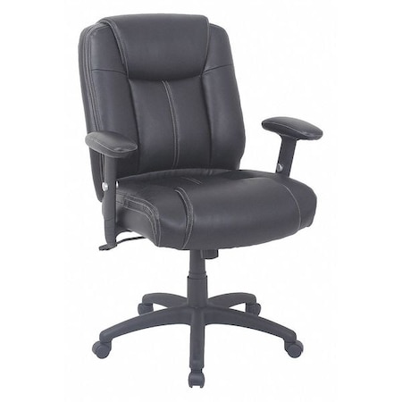 Leather Chair w/ Adj. Arms Mid Back Blk by USA Alera Hex Keys