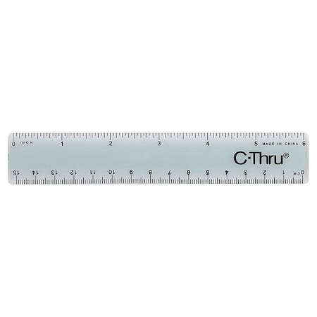 Ruler Plastic Lined 16ths 6in Smoky Gray by USA C Thru Westcott Rulers & Straight Edges
