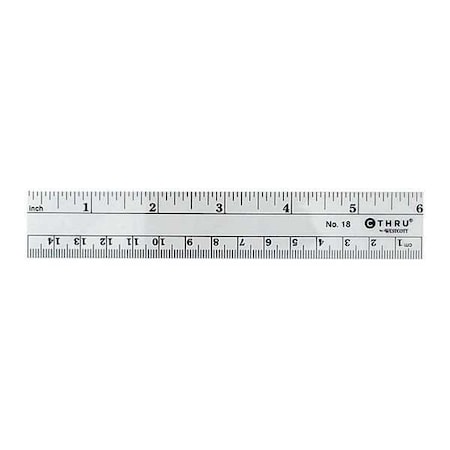 Ruler Plastic Lined 16ths 6in Transparnt by USA C Thru Westcott Rulers & Straight Edges