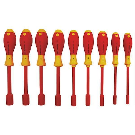 Nut Driver Set 9 Pieces SAE Solid Ins by USA Wiha Nut Driver Sets