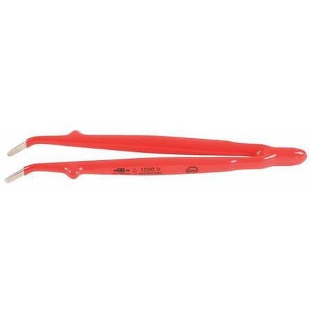Insulated Tweezers Angled Blunt 8 In by USA Wiha Inspection & Retrieving Tweezers