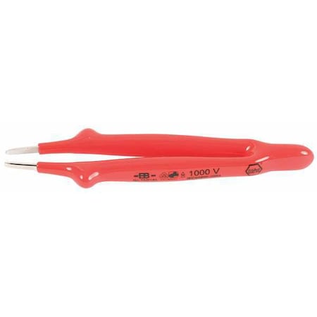 Insulated Tweezers Straight Blunt 6 In by USA Wiha Inspection & Retrieving Tweezers