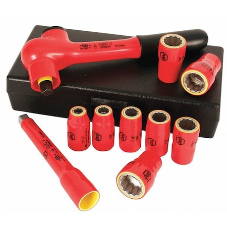 Insulated Socket Wrench Set 10 pc. Type 31590 by USA Wiha Insulated Tool Sets