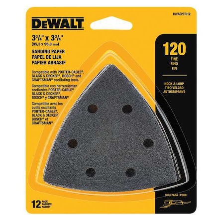 Sanding Paper Aluminum O 120 Grit PK12 Type DWASPTRI12 by USA Dewalt Rotary Tools & Accessories
